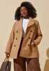 Double Breasted Faux Wool Peacoat, Camel Taupe image number 0