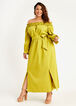Plus Size Ruffle Off The Shoulder Belted Front Slits Sexy Maxi Dress image number 0