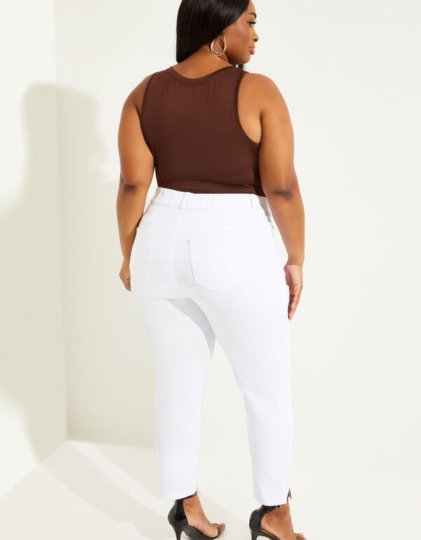 Two Button Mid Rise Skinny Jeans, White image number 1