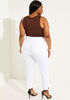 Two Button Mid Rise Skinny Jeans, White image number 1