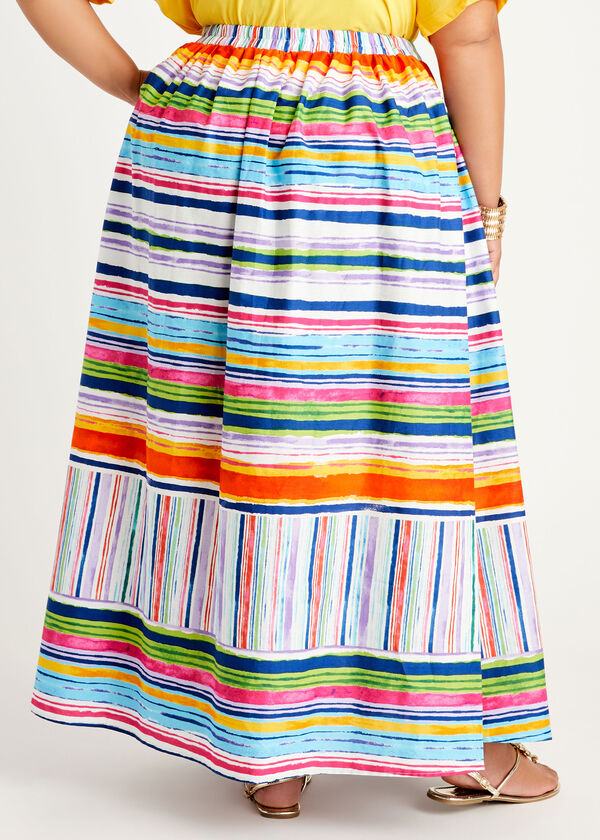 Striped Cotton Maxi Skirt, Multi image number 1