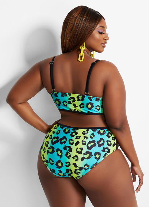 YMI Leopard Mesh Bustier Two Piece, Lime Rickey image number 1