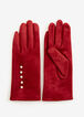 Pearl-Trim Faux Suede Tech Gloves, Chili Pepper image number 0