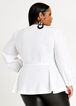 Puff Sleeve Peplum Button Up, White image number 1
