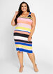 Striped Double Scoop Ribbed Dress, Mustard image number 0