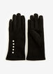 Pearl-Trim Faux Suede Tech Gloves, Black image number 0