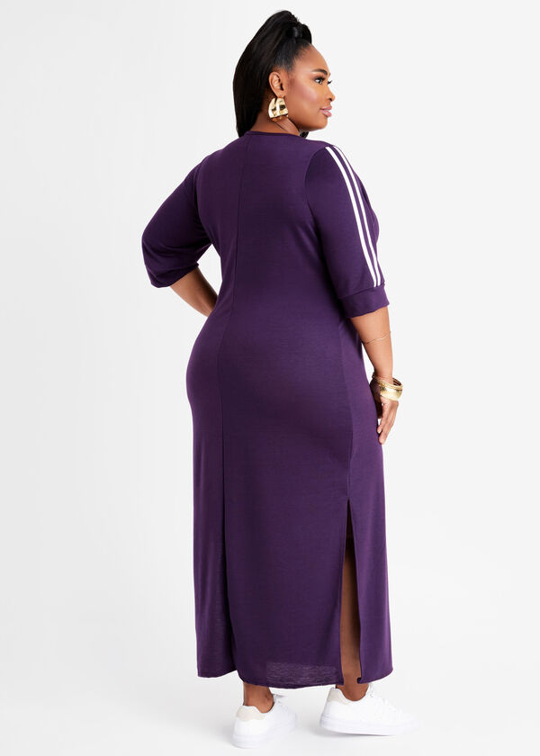 Speed Stripe Side Slit Maxi Dress, Purple Magic image number 1