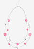 Layered Marbled Bead Necklace, Fuchsia Red image number 0