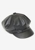 Faux Leather Cabbie Hat, Black image number 0