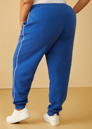Piped Fleece Joggers, Royal Blue image number 1
