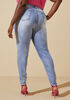 Distressed Crystal Skinny Jeans, Medium Blue image number 1