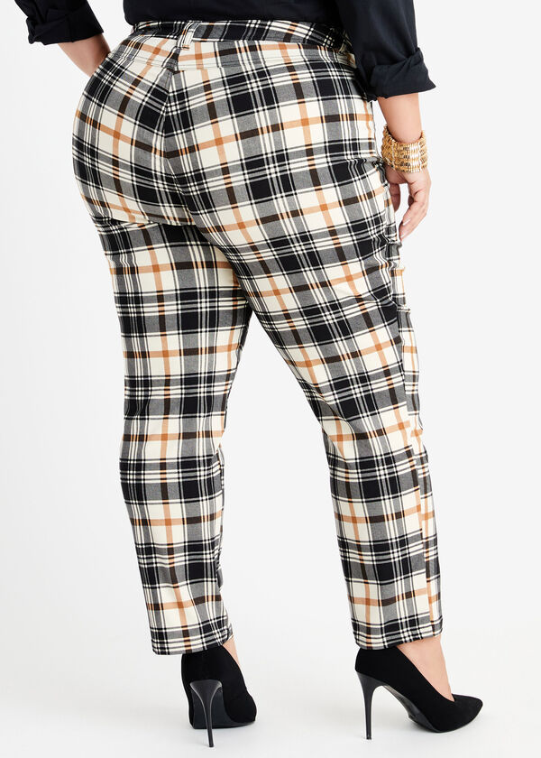 Plaid Stretch Ankle Pants, Multi image number 1
