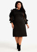 Organza Ruffle Sleeve Sheath Dress, Black image number 0