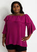Plus Size Chiffon Sheer Off The Shoulder Flounce Flare Sleeve Top image number 0