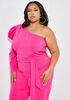 Puff Sleeve One Shoulder Jumpsuit, Fuchsia image number 2