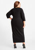 Faux Leather & Knit Bodycon Dress, Black image number 1