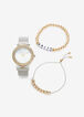 Bebe Silver Watch & Bracelet Set, Multi image number 0