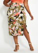 Abstract Floral Side Slit Skirt, Dusty Olive image number 0