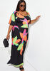 Cutout Floral Print Maxi Dress, Multi image number 0