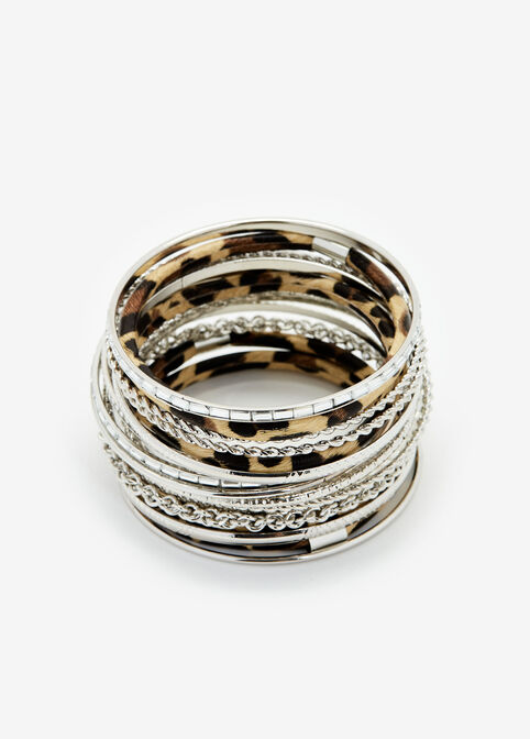 Silver Multi Bangle Bracelet Set, Silver image number 1