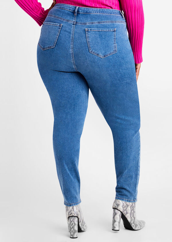 Crystal Embellished Skinny Jeans, Medium Blue image number 1