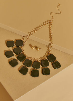 Two Tone Necklace & Earrings Set, Deep Depths image number 1