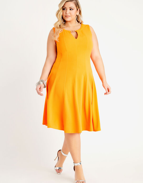 Ring Keyhole Pique A Line Dress, Carrot Curl image number 0