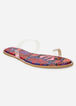 Trendy Faux Leather Rhinestone Toe Medium Width Flat Slide Sandals image number 0