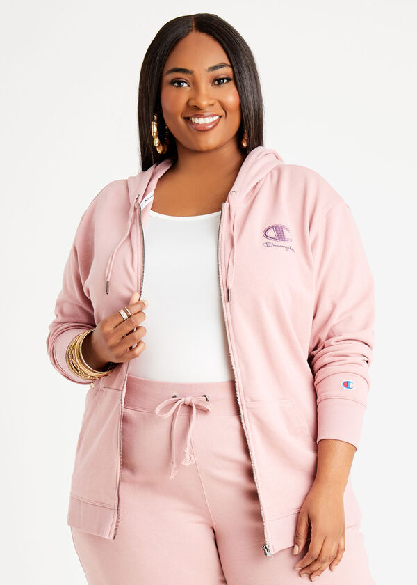 Champion French Terry Logo Hoodie, Pink image number 2
