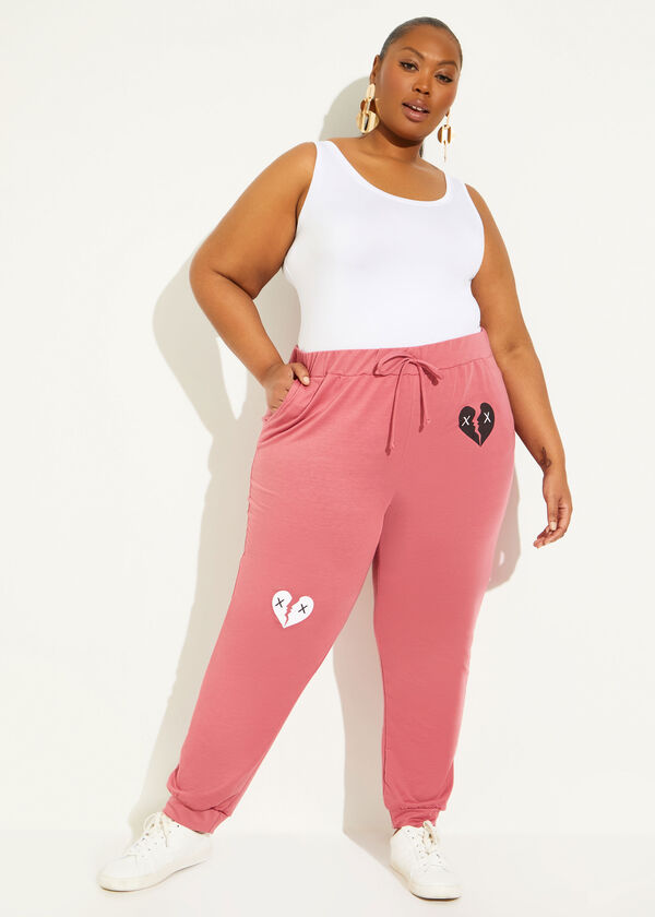 Heart French Terry Joggers, Mauve image number 0