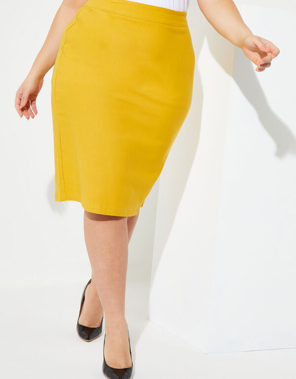 Knee Length Pencil Skirt, Nugget Gold image number 0
