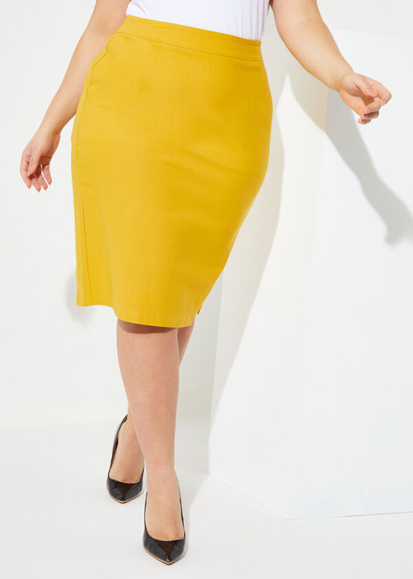 Power Twill Pencil Skirt, Nugget Gold image number 0