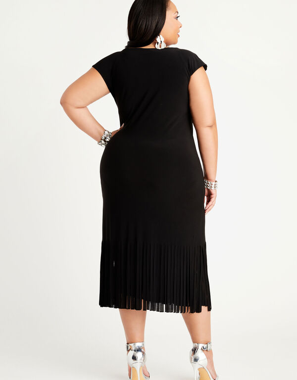 Sleeveless Fringe Maxi Dress, Black image number 1