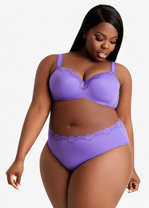 Microfiber & Lace Hipster Brief, Violetta image number 3