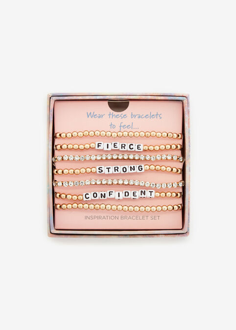 Inspirational Bead Bracelet Set, Gold image number 0