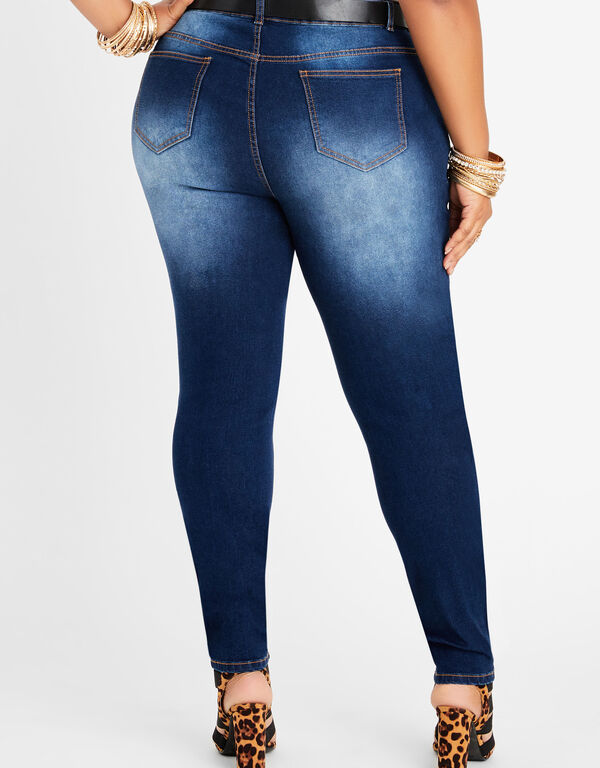 Distressed Skinny Jeans, Medium Blue image number 1