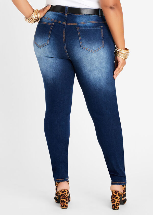Distressed Skinny Jeans, Medium Blue image number 1