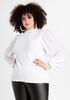 Pearl Front Chiffon Sleeve Sweater, White image number 0