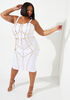 Metallic Trim Bodycon Dress, White image number 3