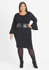 Faux Leather Paneled Sweater Dress, Black image number 0