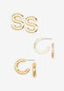 Gold S Initial Studs & Hoops Set, Gold image number 1