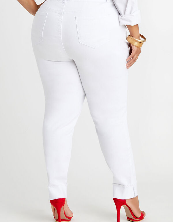 Rolled Cuff Distressed Skinny Jean, White image number 1