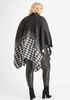 Houndstooth Knitted Poncho, Black Combo image number 1