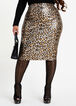 Plus Size Gold Sequin Animal Pattern High Waist Bodycon Pencil Skirt image number 0