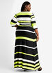 Tall Stripe Crisscross Waist Maxi, Bright Chartreuse image number 1
