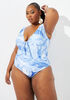 Nicole Miller Printed Swimsuit, Blue image number 0