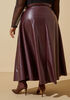 Faux Leather A Line Maxi Skirt, Burgundy image number 1