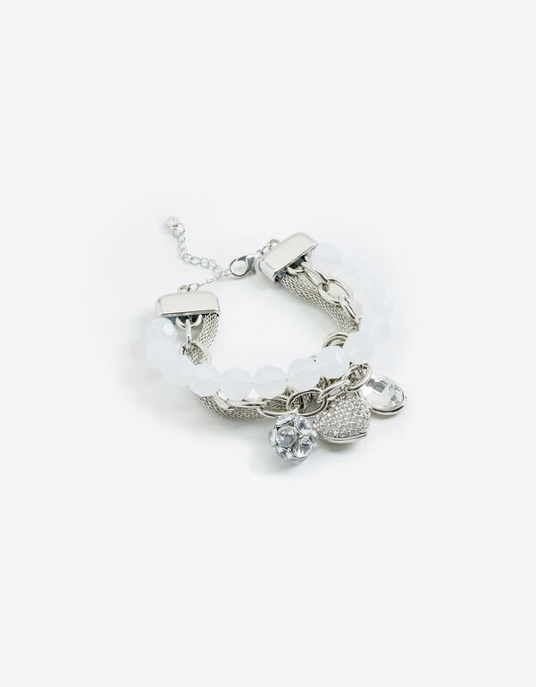 Silver Mixed Media Charm Bracelet, Silver image number 1