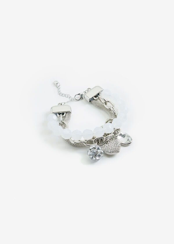 Silver Mixed Media Charm Bracelet, Silver image number 1
