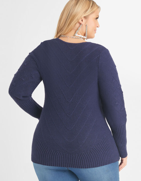 Textured Crocheted Sweater, Sodalite image number 1